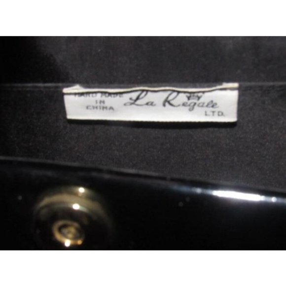 La Regale Vintage Black Lucite and Black Patent Leather Top Handle Bag - Picture 3 of 10